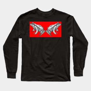 Two frogs on red square Long Sleeve T-Shirt